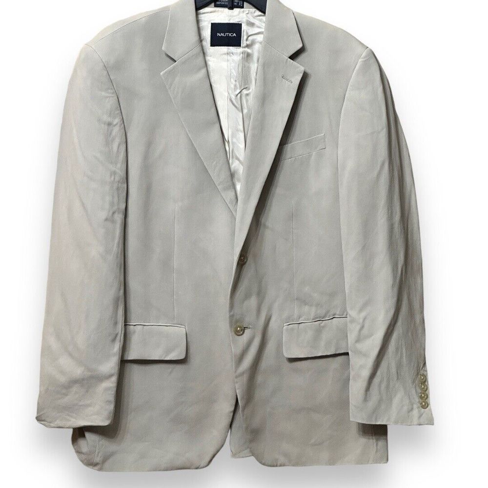 Nautica Men’s Beige 100% Silk 2 Button Blazer Sports Coat Sz 40R
